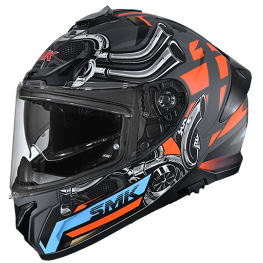 SMK TYPHOON MOTORHEAD Full Face Helmet (GL676) Gloss Grey Orange Grey